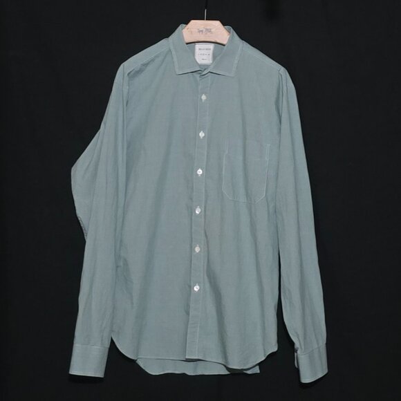 Billy Reid Slim Cut Made in Italy Men's LS BF - Green White - Sz L* - Picture 1 of 3